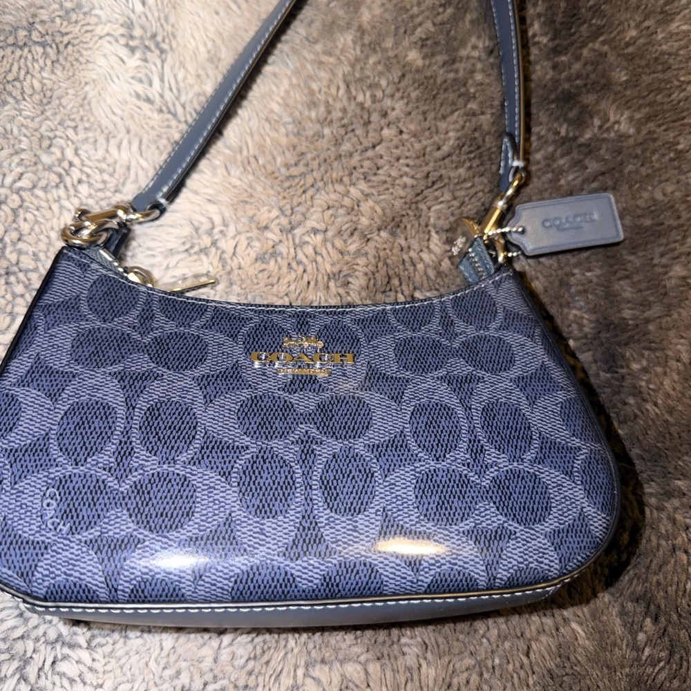 Coach Navy Monogram Shoulder Bag